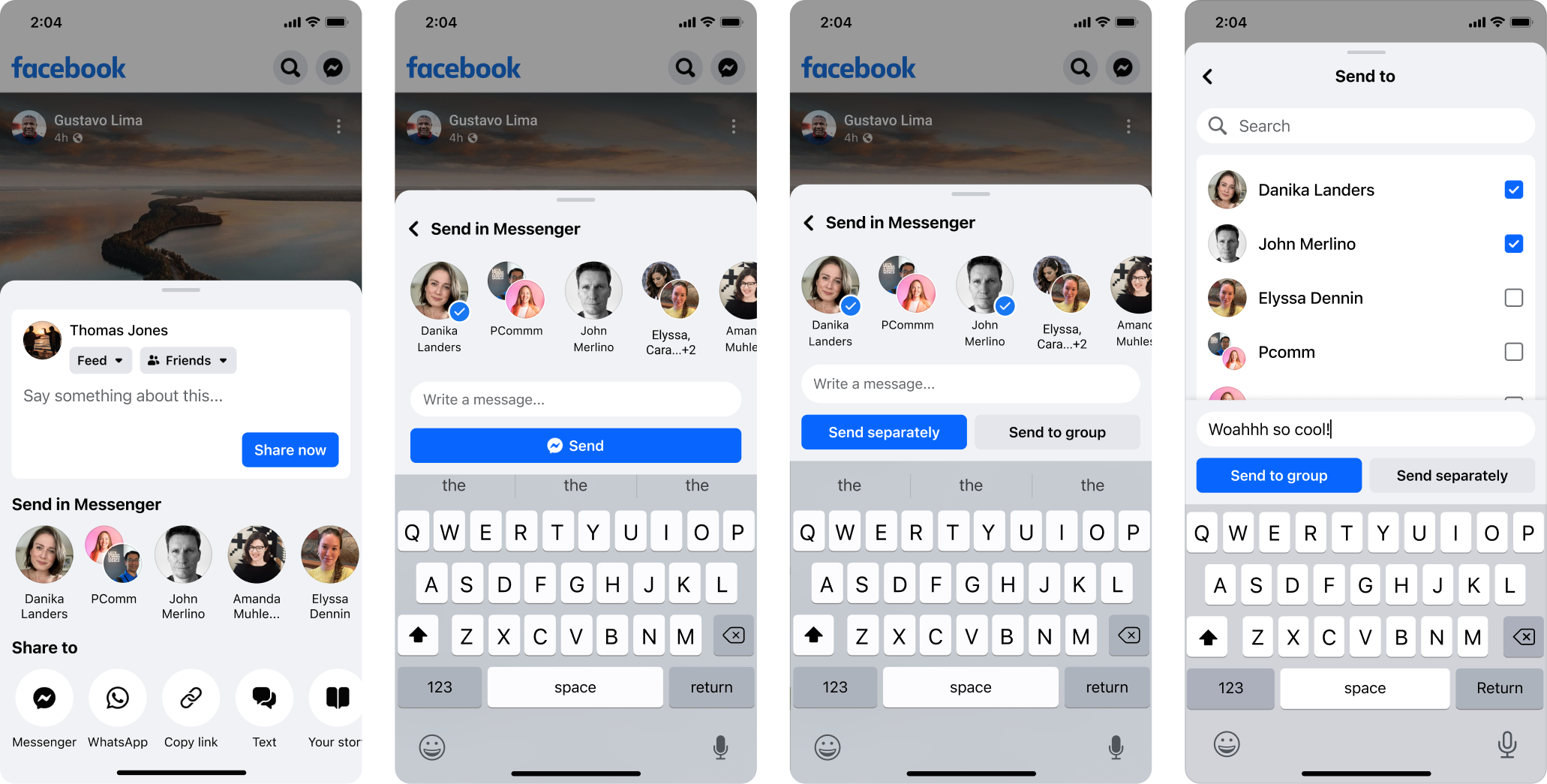 Group Chat Creation in Share Sheet — final designs